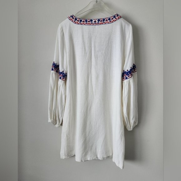 Laffaire Embroidered White and Blue Women's Dress - Picture 2 of 5